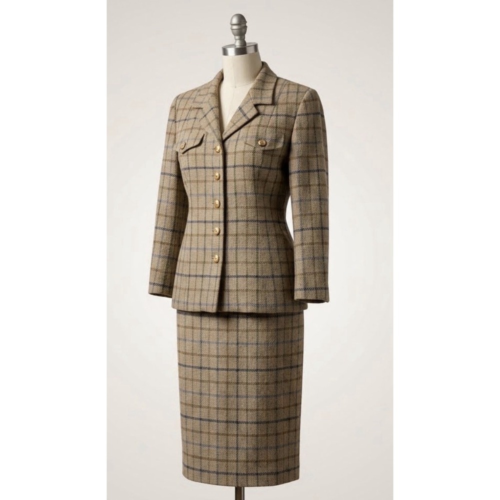 Vintage Pendleton Plaid Skirt Suit 2pc Blazer Jacket 16 Midi Pencil Skirt 14 USA